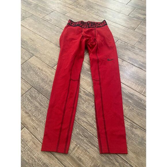 Nike Pro Men's Red Hyperwarm Lite Compression Combat Tights Leggings Size Large - Picture 1 of 8